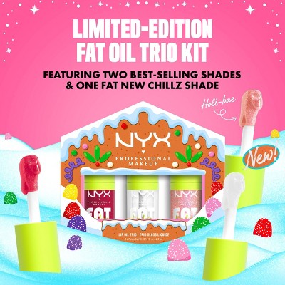 NYX Professional Makeup Fat Oil Lip Drip Holiday Trio Lip Gloss 3 pc - Imperfect Box
