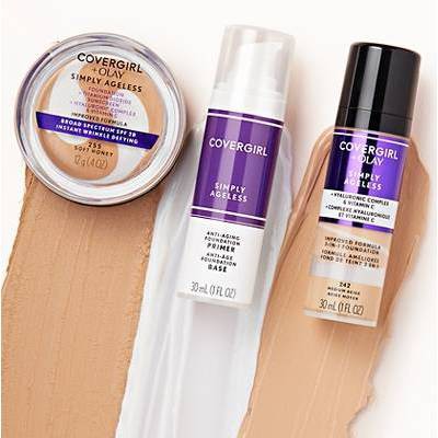 COVERGIRL + Olay Simply Ageless 3-in-1 Liquid Foundation Hyaluronic Complex + Vitamin C 210 Classic Ivory 1 fl oz - Imperfect Container