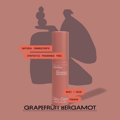 cleo+coco. Body and Hair Antiperspirants and Deodorant Powder Grapefruit Bergamot 0.88oz - New