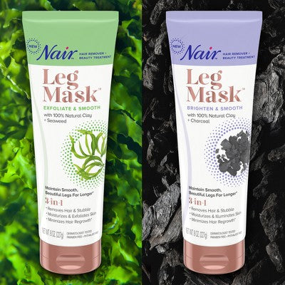 Nair Hair Remover Beauty Treatment Charcoal Clay Leg Mask 8.0oz - New