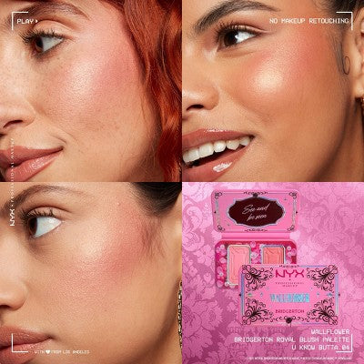 NYX Professional Makeup Bridgerton Royal Blush Buttermelt Blush Palette Wallflower 1 kit - Imperfect Container
