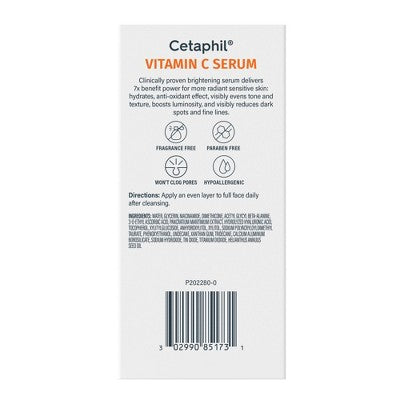 Cetaphil Brightening Vitamin C Face Serum 1fl oz - New